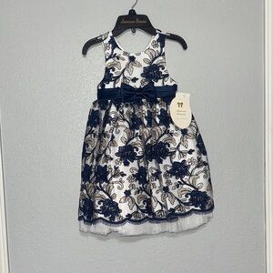 American Princess Navy and Gold Embroidered Dress